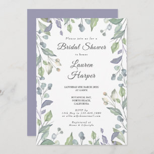 Lilac Greenery Floral Bridal Shower Invitation