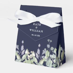 Lilac Greenery Floral Navy Blue Wedding Favour Box