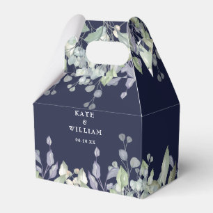 Lilac Greenery Floral Navy Blue Wedding Favour Box