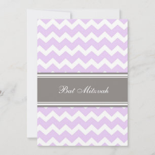 Lilac Grey Chevron Bat Mitzvah Invitations