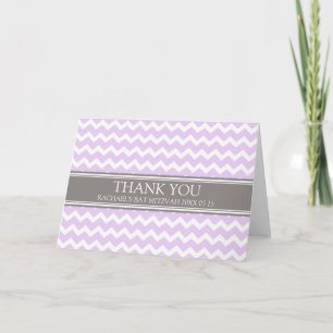 Lilac Grey Chevron Bat Mitzvah Thank You Card