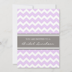 Lilac Grey Chevron Bridal Lunch Invitation Cards