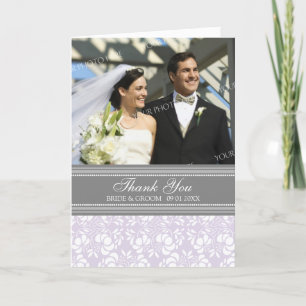 Lilac Grey Photo Wedding Thank You Card