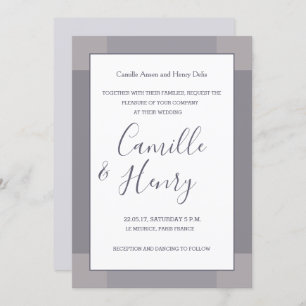 Lilac grey white blush elegant modern wedding invitation