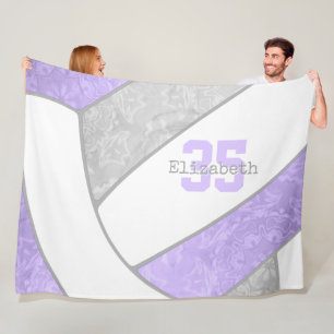 lilac grey white volleyball girls sports room fleece blanket
