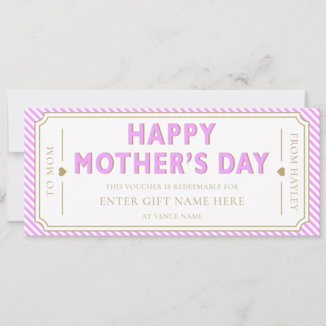 Lilac Happy Mother's Day Gift Voucher Card (Front)