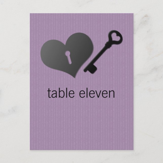Lilac Heart Lock and Key Table Postcard (Front)