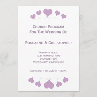 Lilac Hearts Design Wedding Program