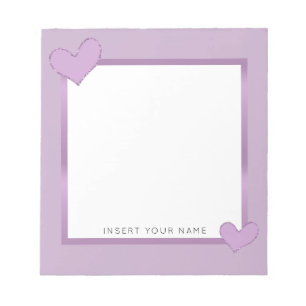 Lilac Hearts Personalised Notepad 5.5" x 6"