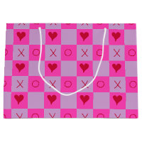 Lilac Hot Pink XO heart Chequered