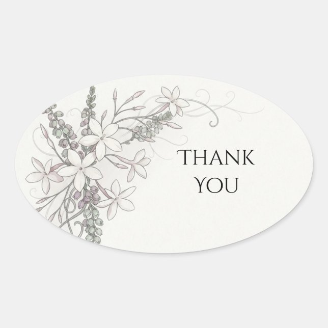Lilac Hydrangea Floral Thank You Sticker (Front)