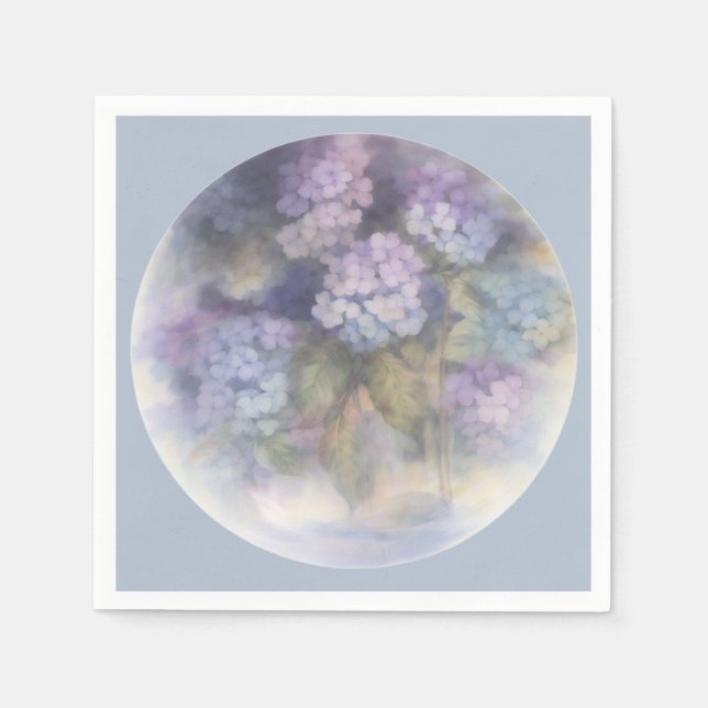 Lilac Hydrangea Watercolor Luncheon Napkin (Front)