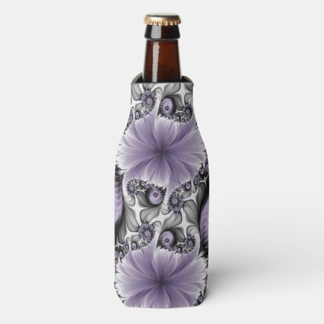 Lilac Illusion Abstract Floral Fractal Art Fantasy Bottle Cooler (Bottle Front)