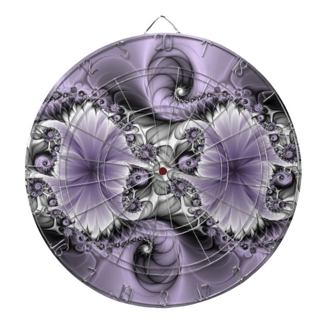 Lilac Illusion Abstract Floral Fractal Art Fantasy Dartboard (Front)