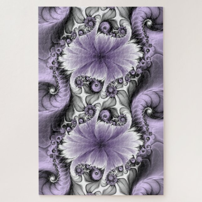 Lilac Illusion Abstract Floral Fractal Art Fantasy Jigsaw Puzzle (Vertical)