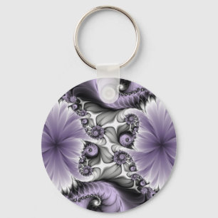 Lilac Illusion Abstract Floral Fractal Art Fantasy Key Ring