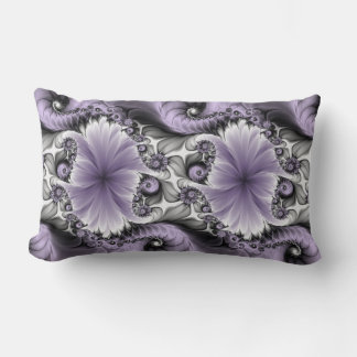 Lilac Illusion Abstract Floral Fractal Art Fantasy Lumbar Cushion