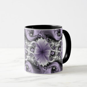 Lilac Illusion Abstract Floral Fractal Art Fantasy Mug
