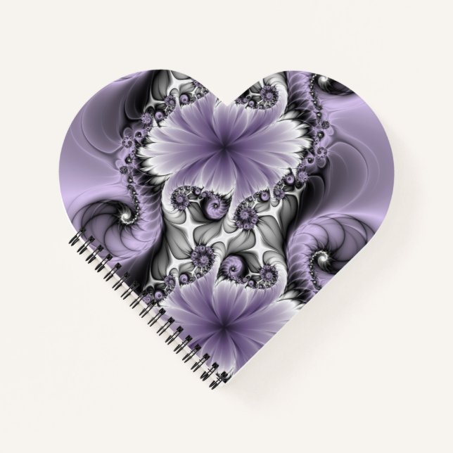 Lilac Illusion Abstract Floral Fractal Art Fantasy Notebook (Front)