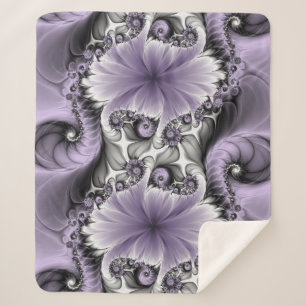 Lilac Illusion Abstract Floral Fractal Art Fantasy Sherpa Blanket