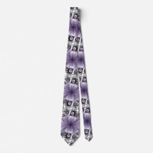 Lilac Illusion Abstract Floral Fractal Art Fantasy Tie