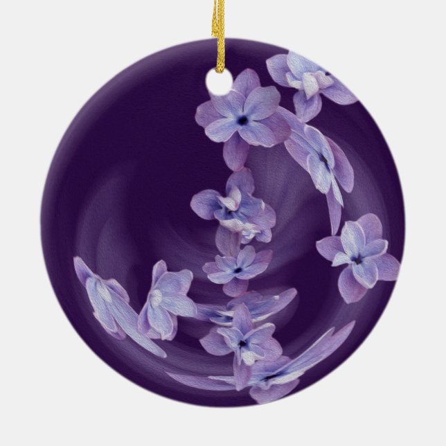 Lilac in circle ceramic ornament (Back)