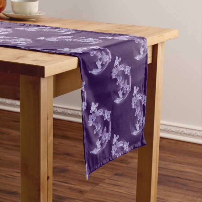 Lilac in circle short table runner (In Situ)
