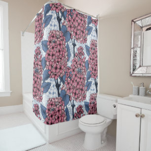Lilac in pink and blue shower curtain