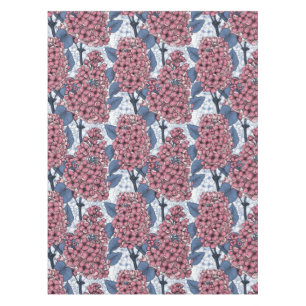 Lilac in pink and blue tablecloth