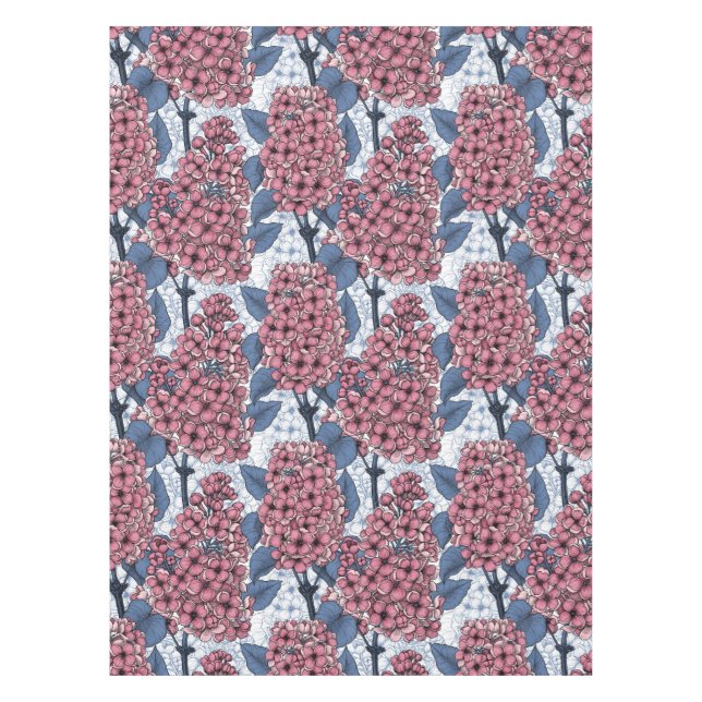 Lilac in pink and blue tablecloth (Front)