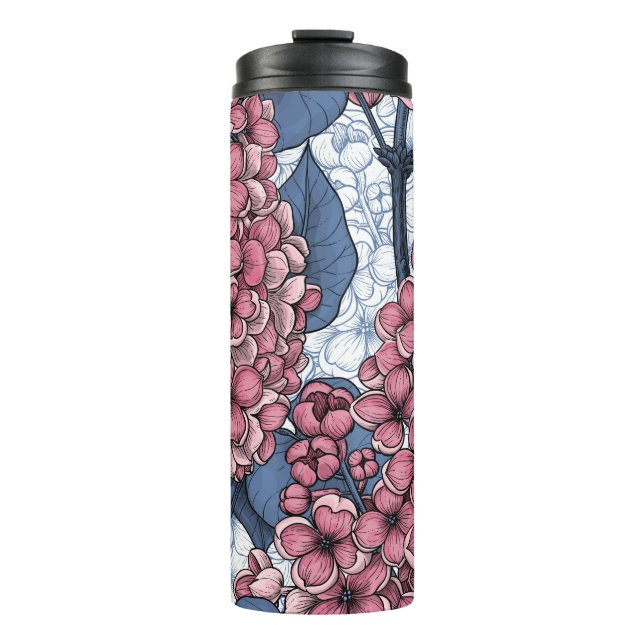 Lilac in pink and blue thermal tumbler (Front)