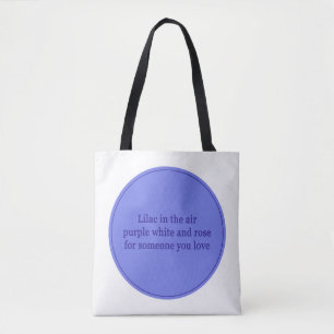 Lilac in the Air text poems Mother's Day tote Bag