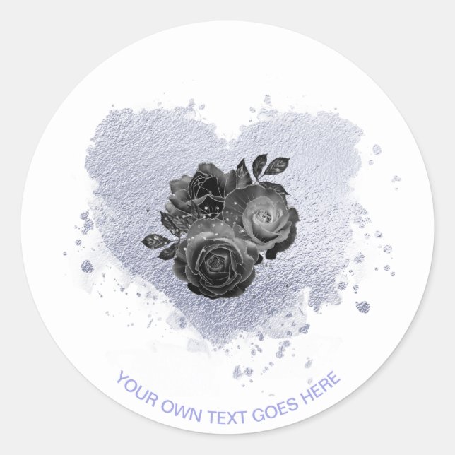 *~* Lilac Iridescent Heart Flowers White Classic Round Sticker (Front)