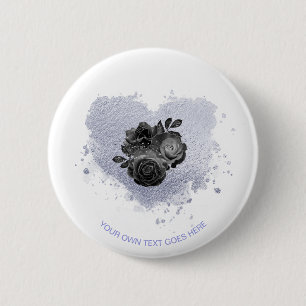 *~* Lilac Iridescent Heart Flowers White Customise 6 Cm Round Badge