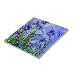 Lilac Irises fine art by Claude Monet, Ceramic Tile