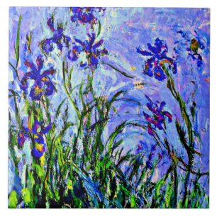 Lilac Irises fine art by Claude Monet, Ceramic Tile
