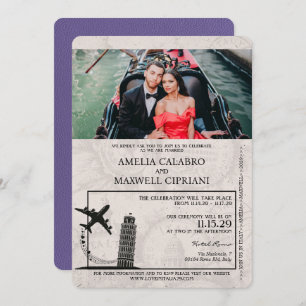 Lilac Italy Passport Wedding Invitation