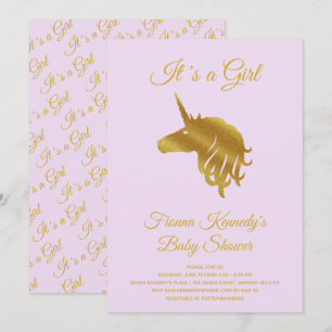 Lilac It's a Girl Unicorn Baby Shower Invitation