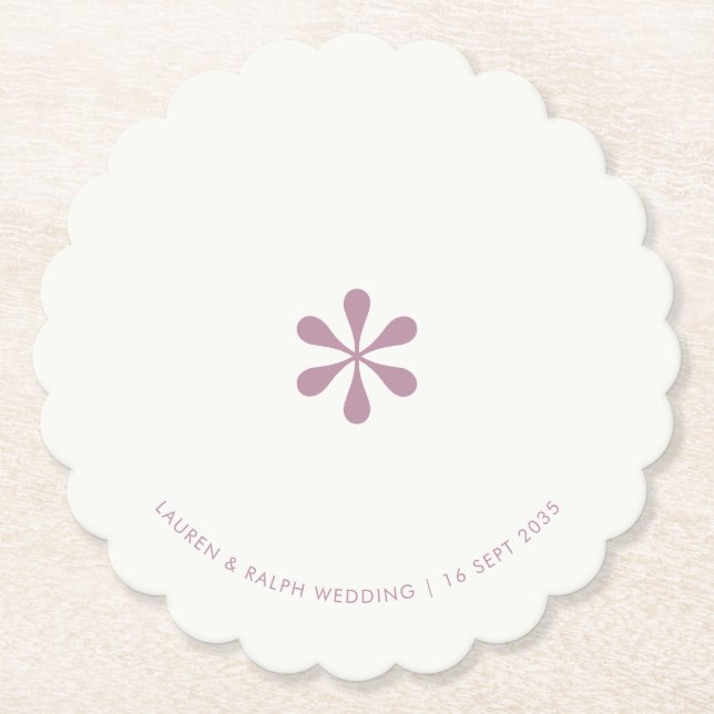 Lilac & Ivory Simple Chic Couple Paper Coaster (Front)