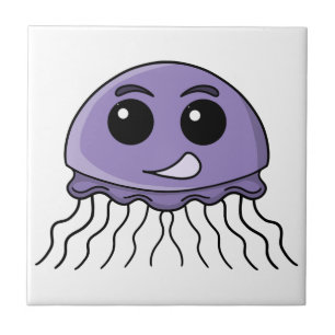 Lilac Jellyfriend Cartoon Ceramic Tile