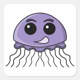Lilac Jellyfriend Cartoon Square Sticker