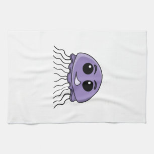 Lilac Jellyfriend Cartoon Tea Towel