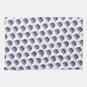 Lilac Jellyfriend Cartoon Tea Towel
