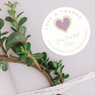 Lilac Lace Effect Heart Love & Thanks Supporting Classic Round Sticker