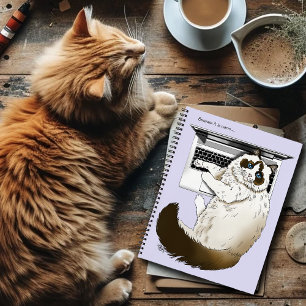 Lilac Laptop Cat Funny Cute Notebook