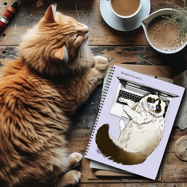 Lilac Laptop Cat Funny Cute Notebook (Creator Uploaded)