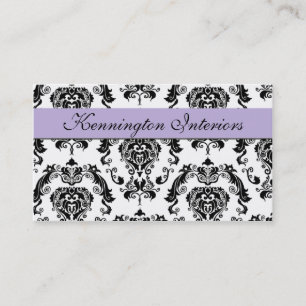 Lilac Lave Purple Black Damask Lace Business Cards