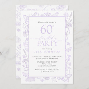 Lilac Lavender 60th Birthday Party Elegant Flowers Invitation