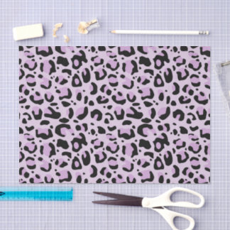 Lilac Lavender Black Leopard Print Decoupage Tissue Paper