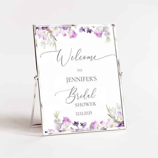 Lilac lavender bridal shower welcome poster (Creator Uploaded)